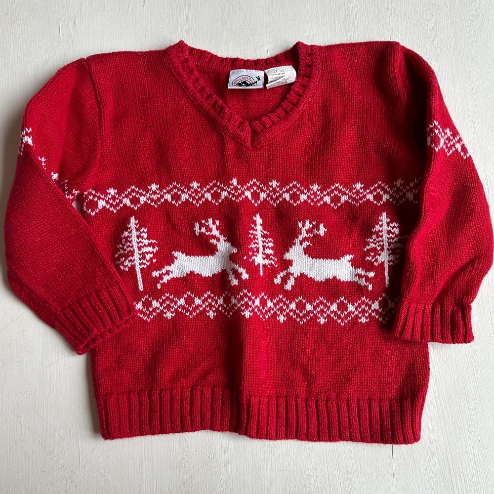 Vintage Good Lad of Philadelphia Red Reindeer Christmas Sweater